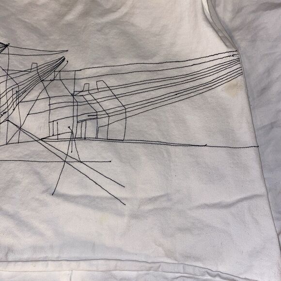 Free People White Skirt Boho Trendy Hipster Geometric Lines Festival Skirt S11 - Picture 10 of 10